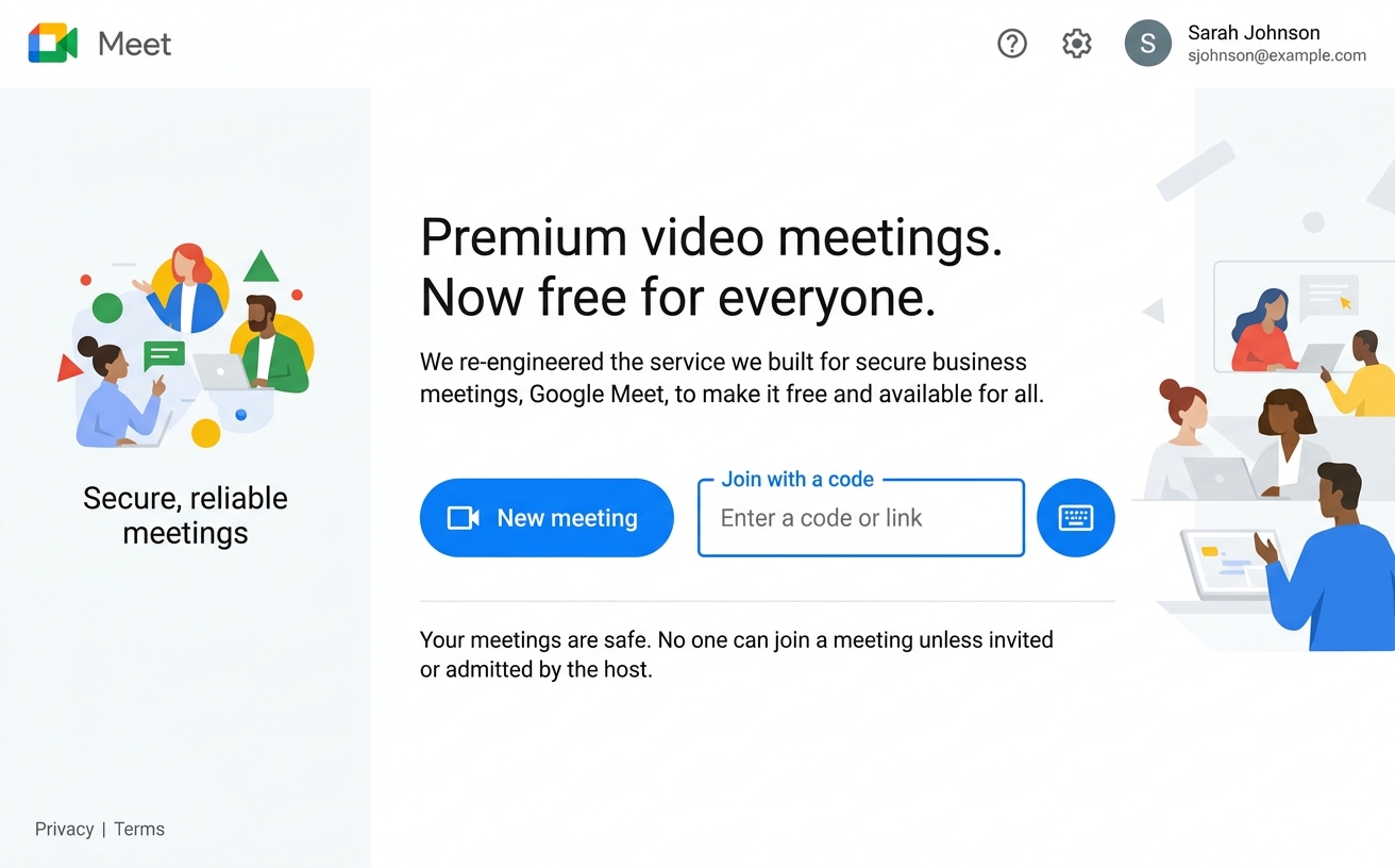 Googleミートトップ画面|google meet 使い方 パソコン