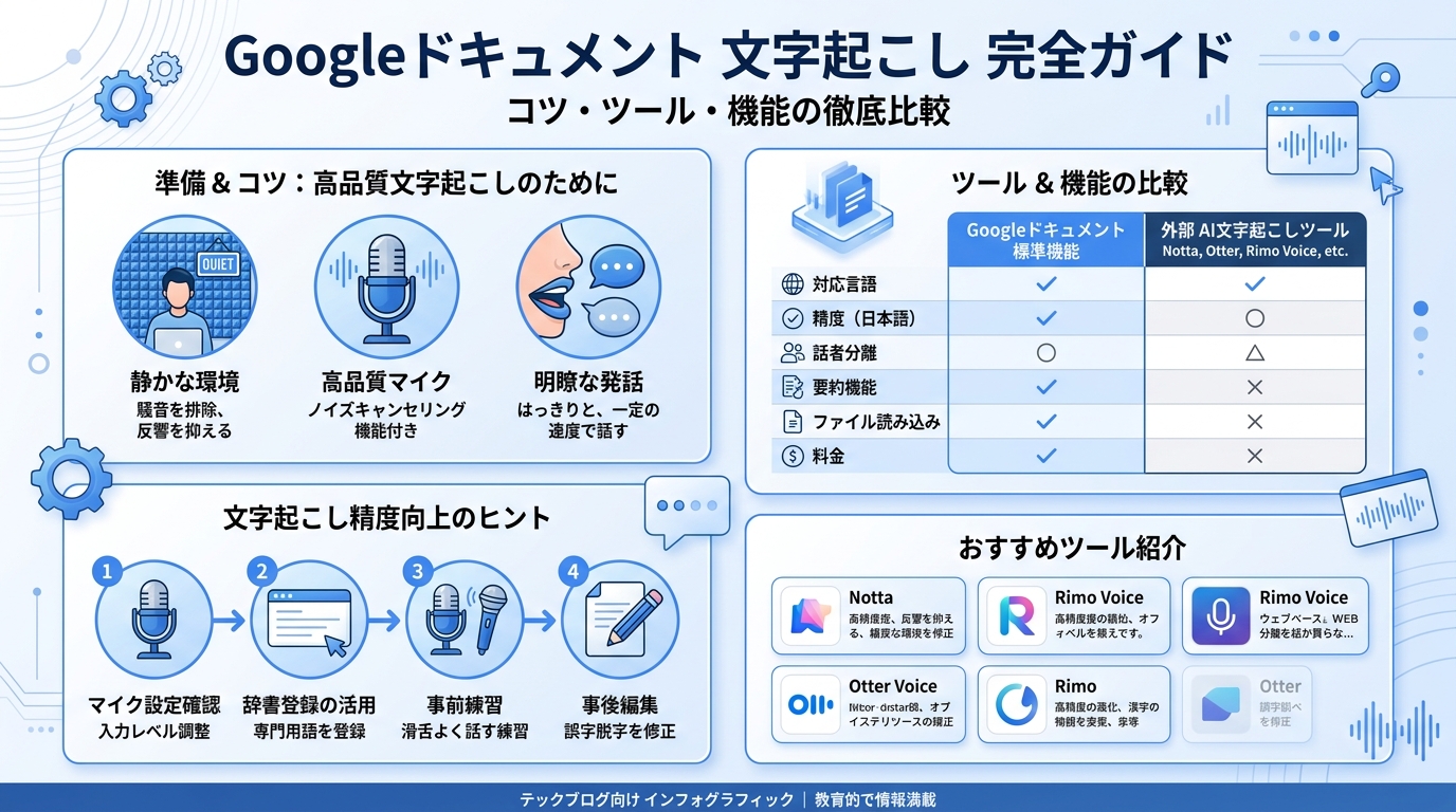 Googleドキュメントで効率的な文字起こし|マイク設定・話し方・環境設定のポイント