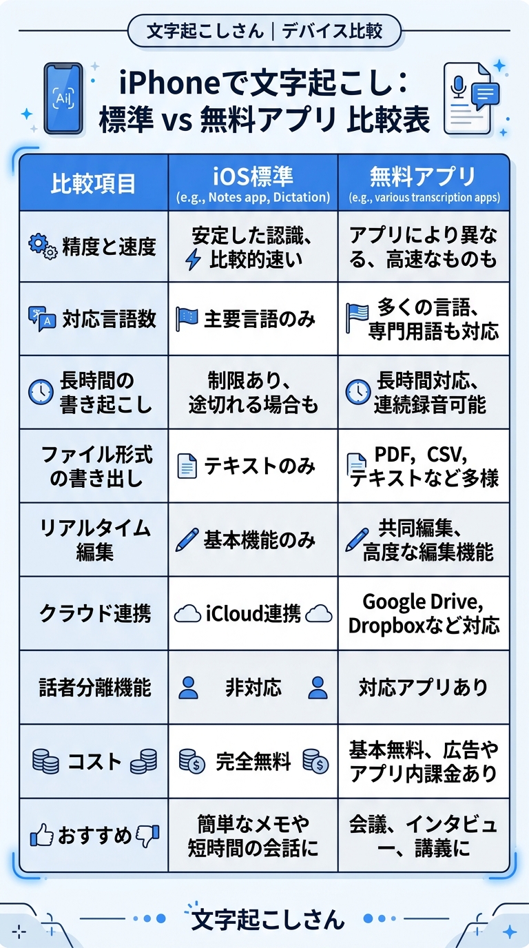 文字起こしさんと他ツールの比較インフォグラフィック|文字起こし ツール