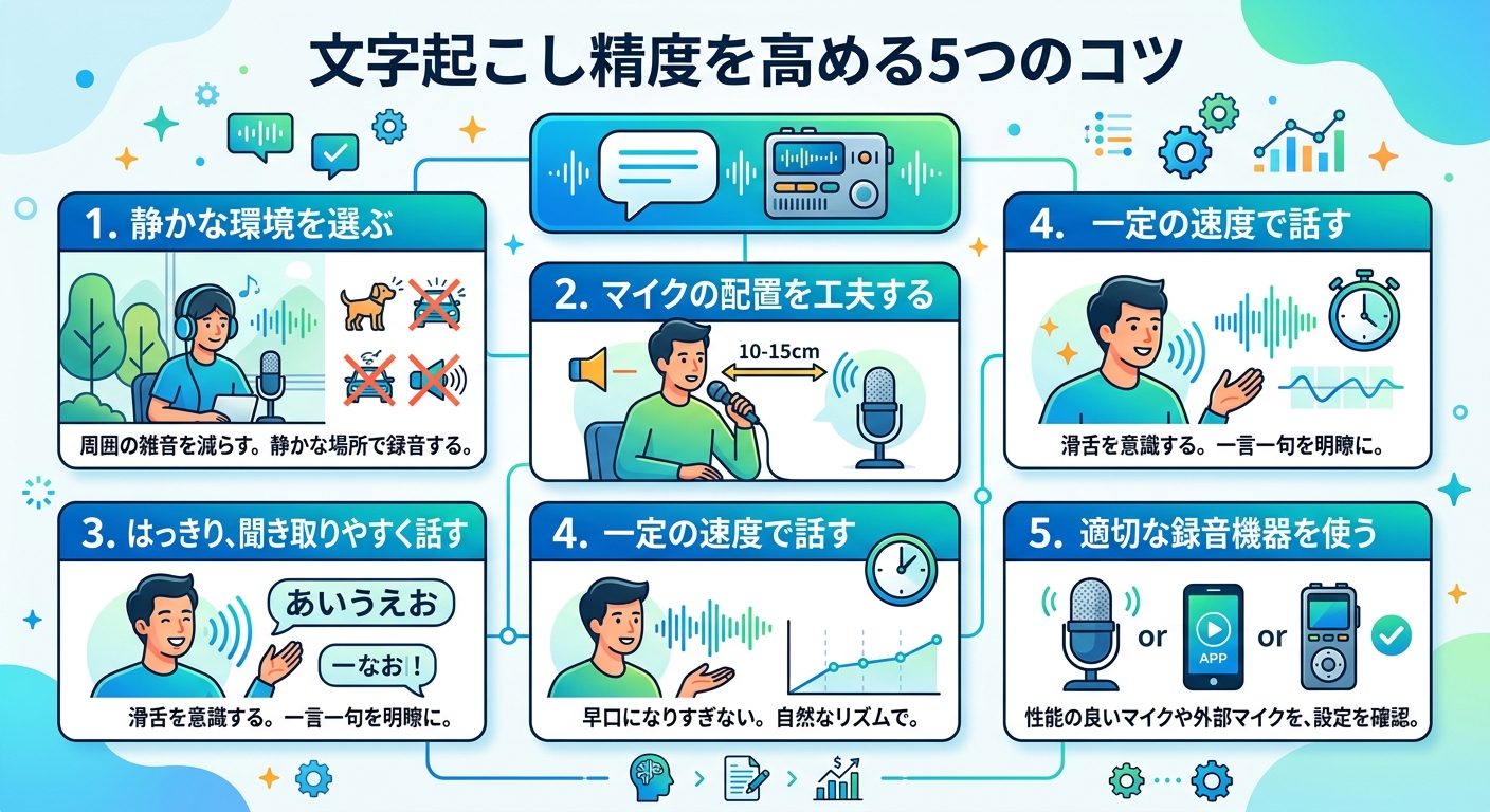 文字起こし精度を高める5つのコツ|音声認識