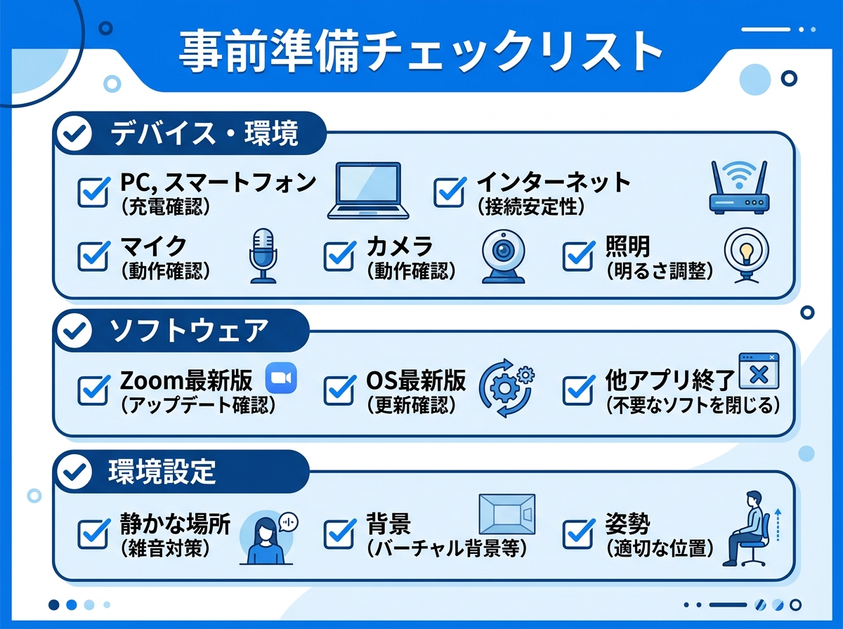 事前準備チェックリスト｜Zoom会議準備