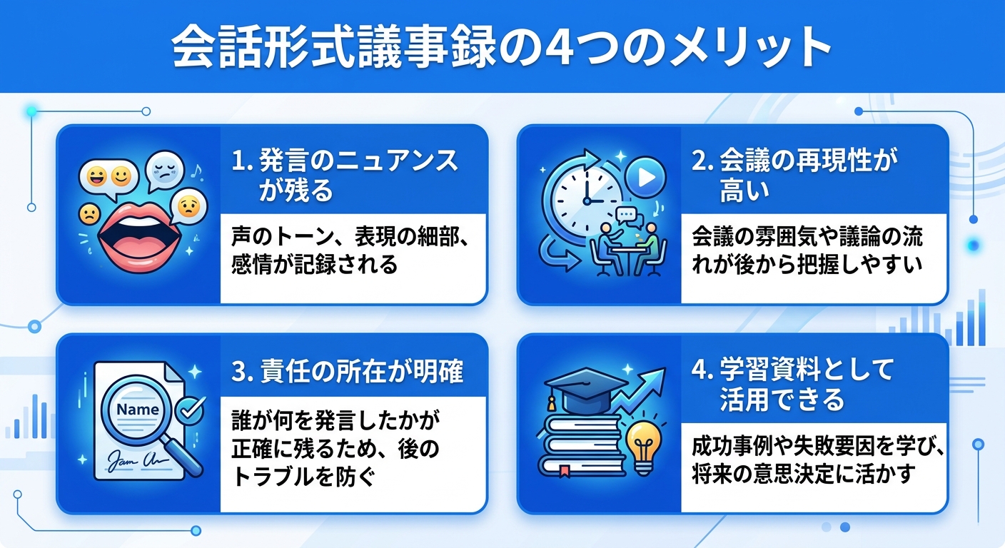 会話形式議事録の4つのメリット|議事録 会話形式