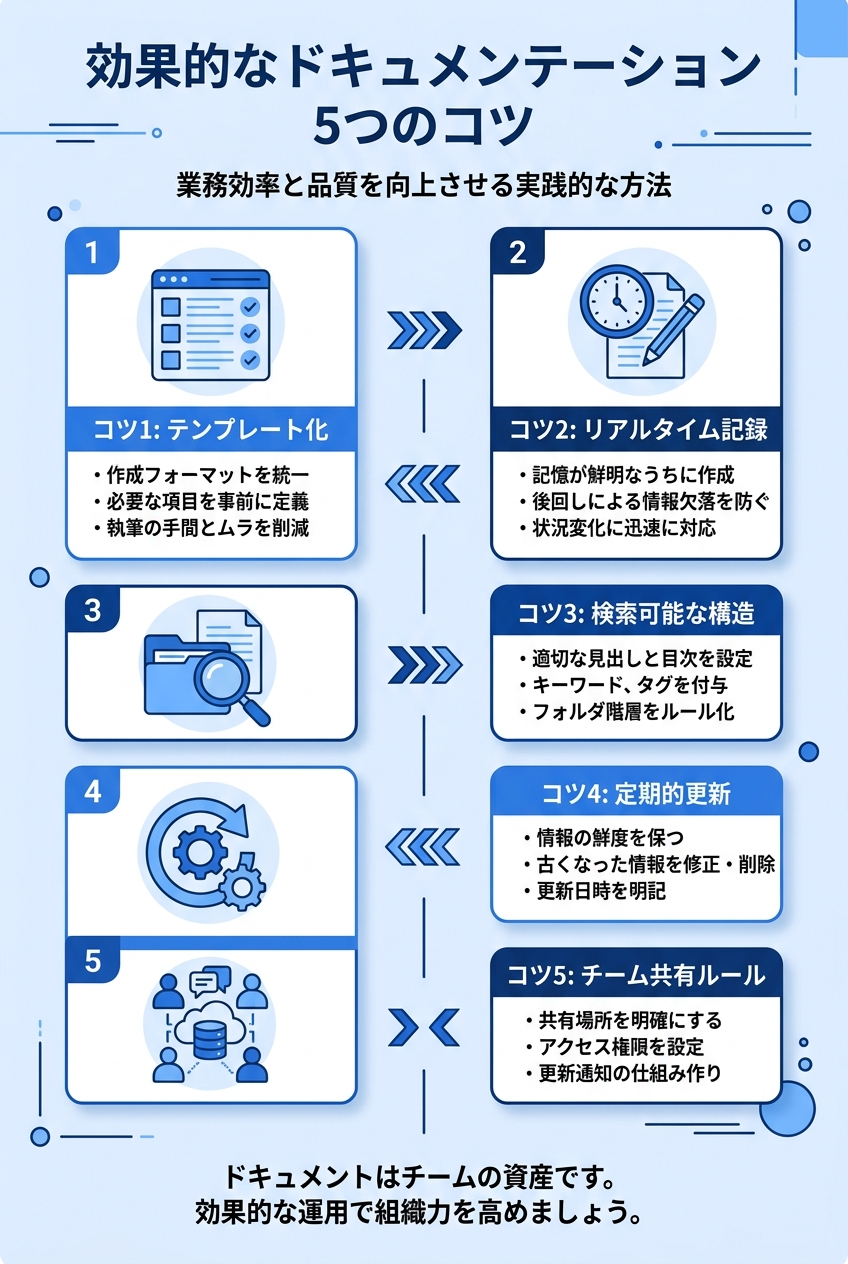効果的なドキュメンテーション5つのコツ|ドキュメント管理のベストプラクティス