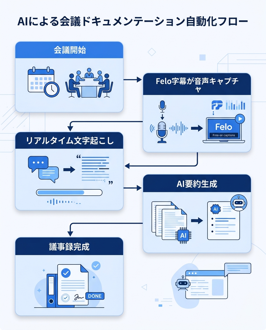 Felo字幕の会議ドキュメンテーション機能|ボット不要のリアルタイム文字起こし