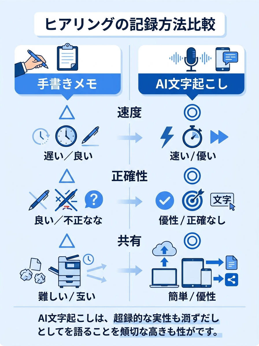 ヒアリングシート作成5ステップのフロー図|ヒアリングシート 作り方