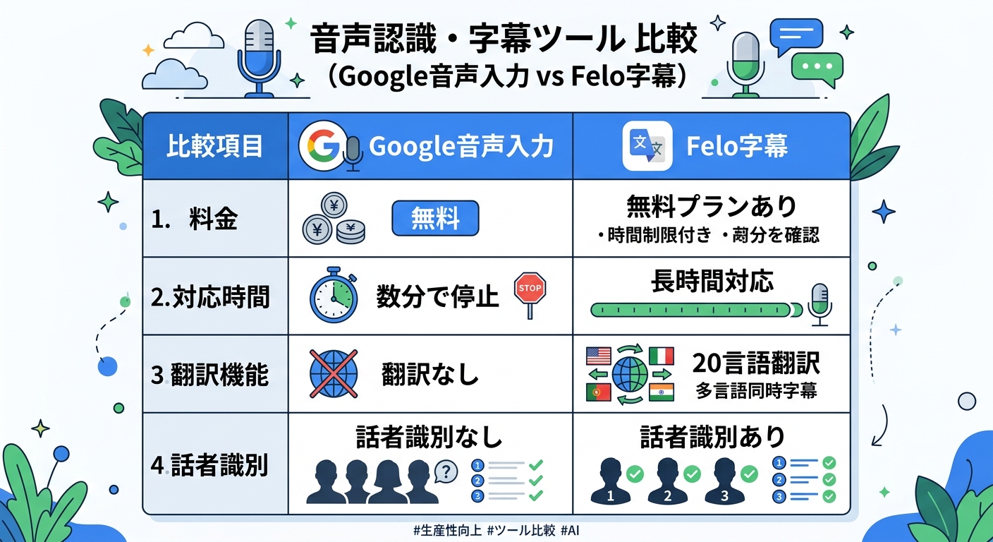 Google音声入力の限界と専門ツールの比較|ビジネス利用の課題