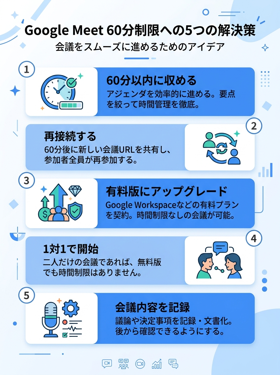 Google Meet時間制限の対策方法5選|google meet 時間制限 対策