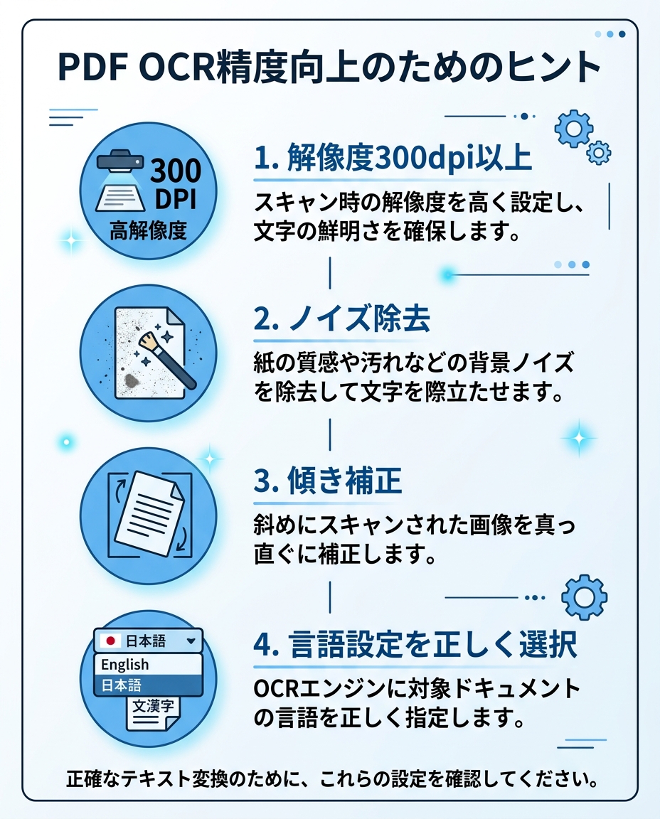 PDF文字起こし精度向上のポイント|スキャン設定とOCR前処理