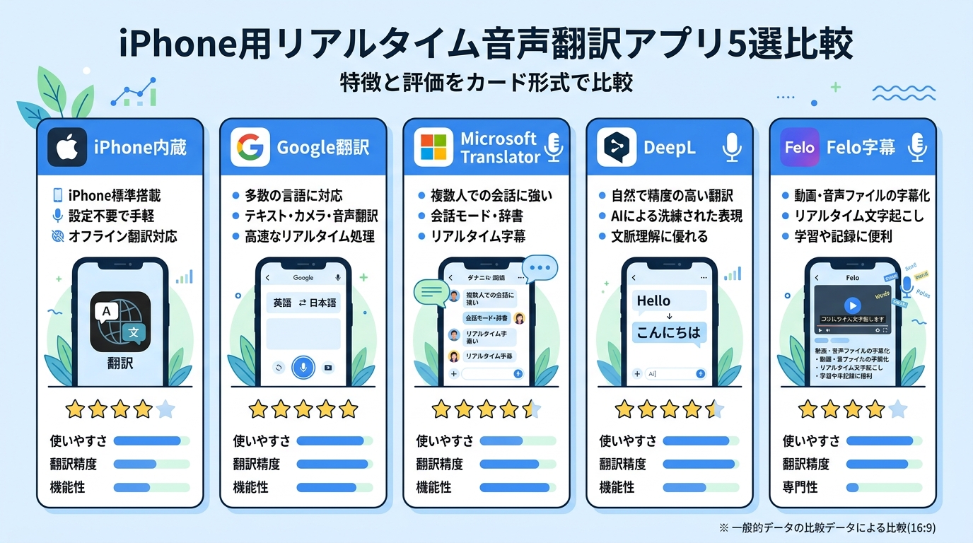 iPhone用リアルタイム音声翻訳アプリ5選比較｜音声翻訳アプリ