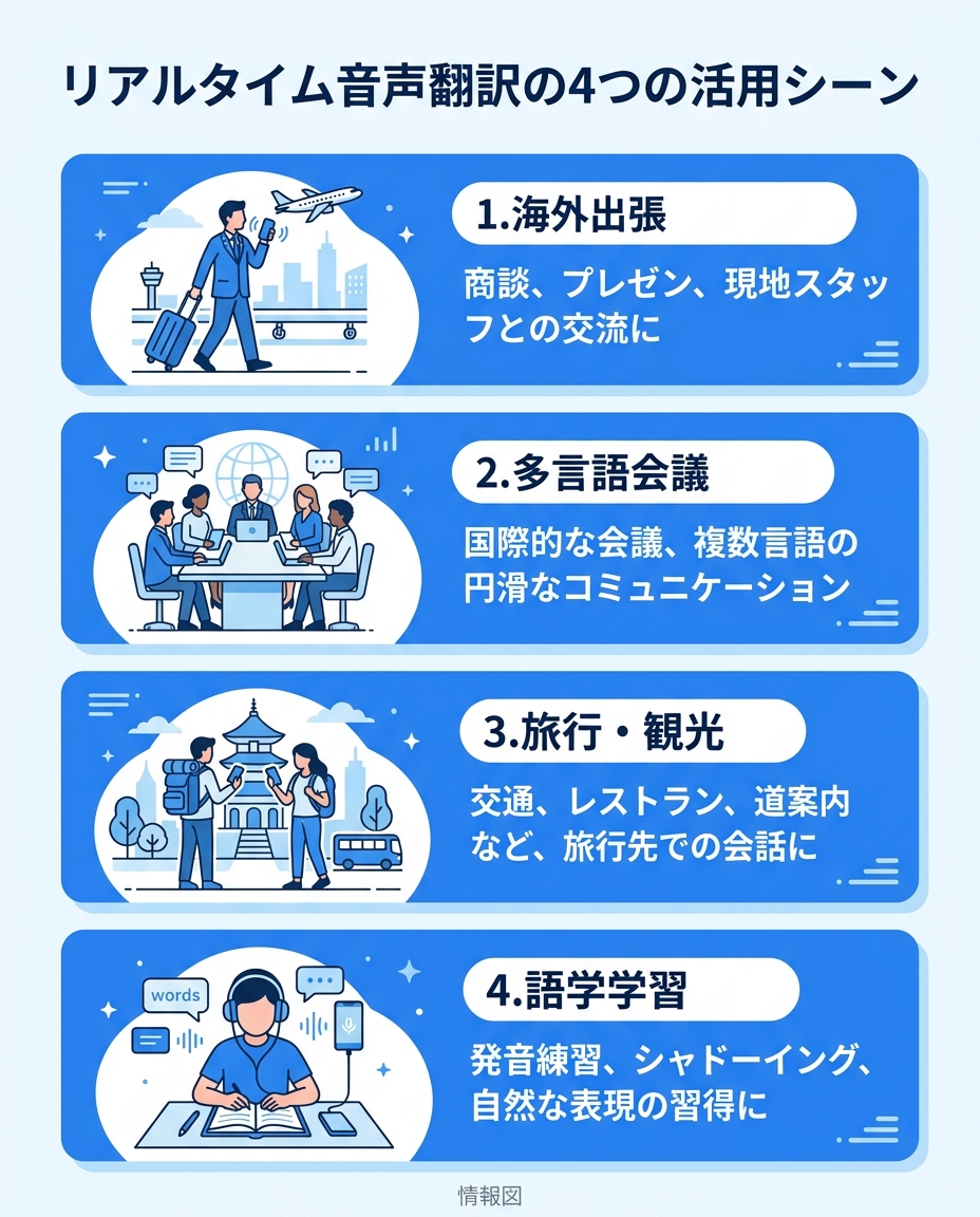 リアルタイム音声翻訳の活用シーン｜iPhone音声翻訳活用